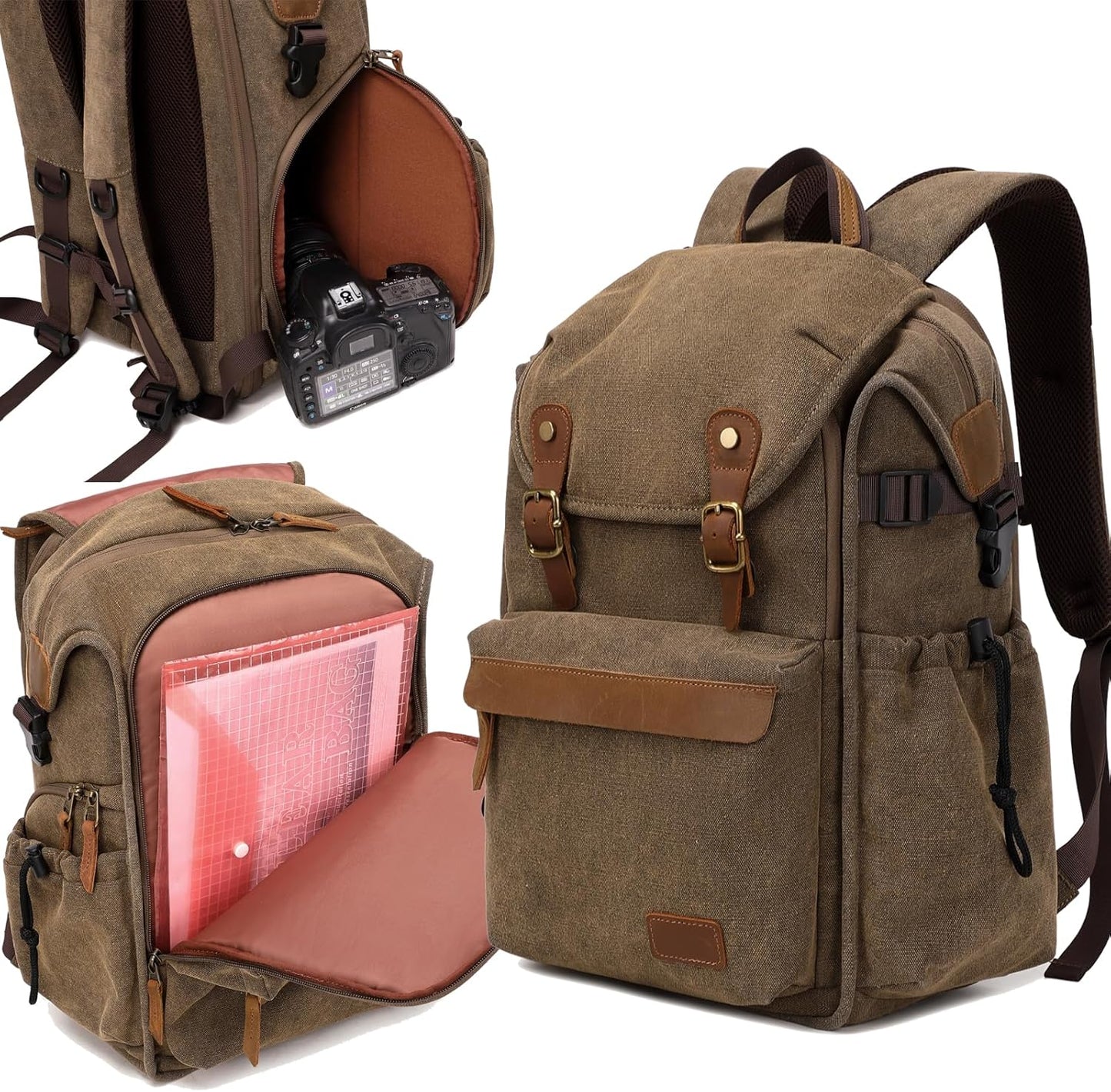 Camera Bag; Professional UAV Camera Backpack;Anti-Theft Camera Bag with Rain Cover; Large Capacity Photography Backpack（Coffee）, A3091