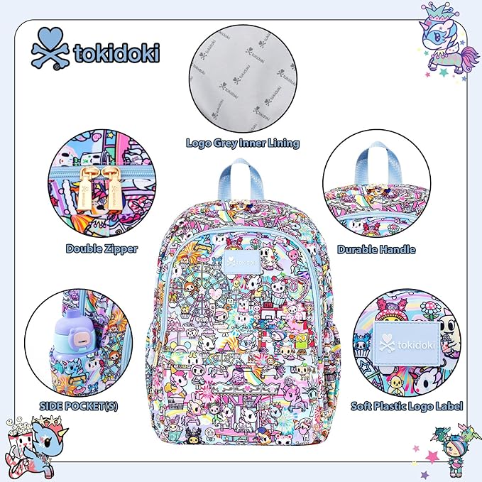 Tokidoki Unicorno Backpack Laptop Backpack for Women, Cartoon Blue Backpack Large Carry on Backpack College Bookbag Casual Daypack for Travel Outdoor Sports Hiking(Candy Carnival)