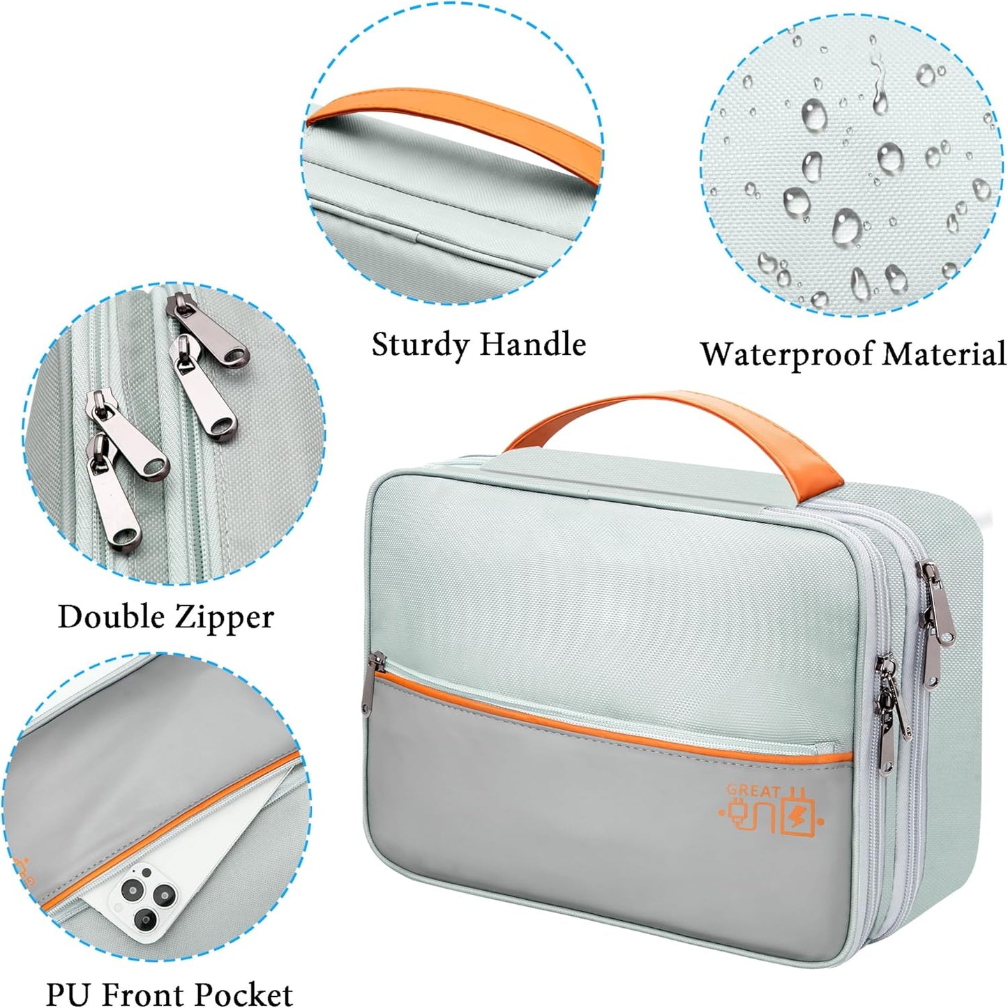 Electronic Organizer Travel Case, Travel Cord Organizer Case Portable Waterproof Cable Organizer Bag for Charger, Cord, USB, Power Bank, Earphone