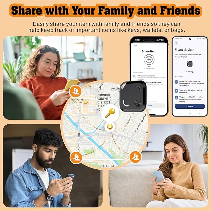 2026 New Android Air Tracker Tags-4 Pack for Both iOS & Android Phones, Dual System Bluetooth Tracker Compatible with Apple Find My (iOS) & Google Find Hub (Android) Device for Luggage, Keys, Backpack
