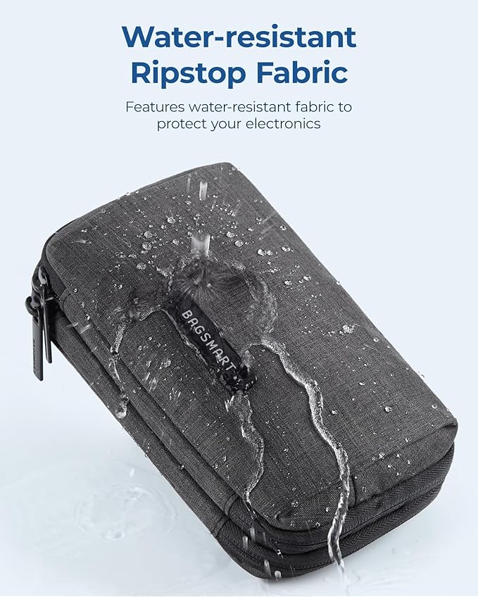 BAGSMART Electronics Organizer Travel Case, Cable Charger Cord Tech Organizer Pouch for Phone Charger Accessories, Bluish Green