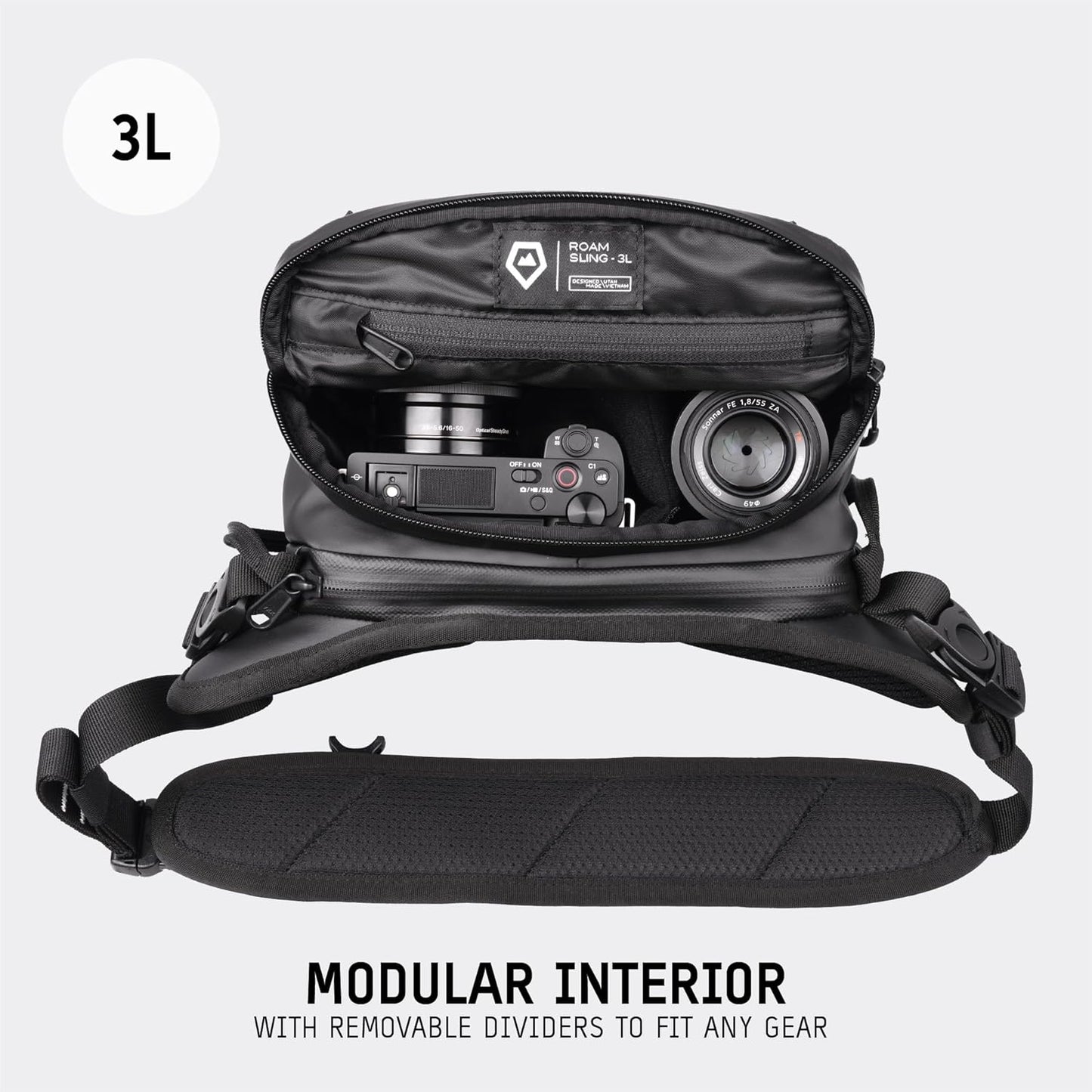 WANDRD ROGUE V1 3L Sling: Compact Camera Sling and Crossbody Bag with Fast Access, 3-Way Carry– Lightweight Everyday Bag Great for Travel, Photography, and Daily Use (Black)