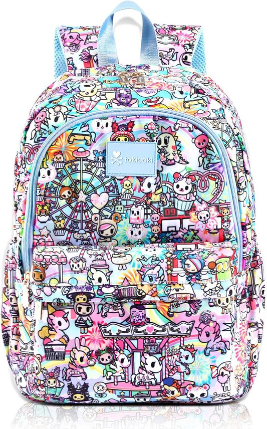 Tokidoki Unicorno Backpack Laptop Backpack for Women, Cartoon Blue Backpack Large Carry on Backpack College Bookbag Casual Daypack for Travel Outdoor Sports Hiking(Candy Carnival)