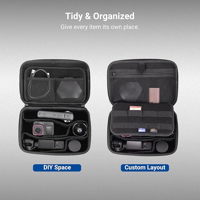 NEEWER Carrying Case for Action Camera & Accessories, Splashproof Protective Storage Bag with DIY Dividers & Mesh Pockets Compatible with GoPro DJI Osmo 360 Action 5 Pro Pocket 3 Lens, PB27