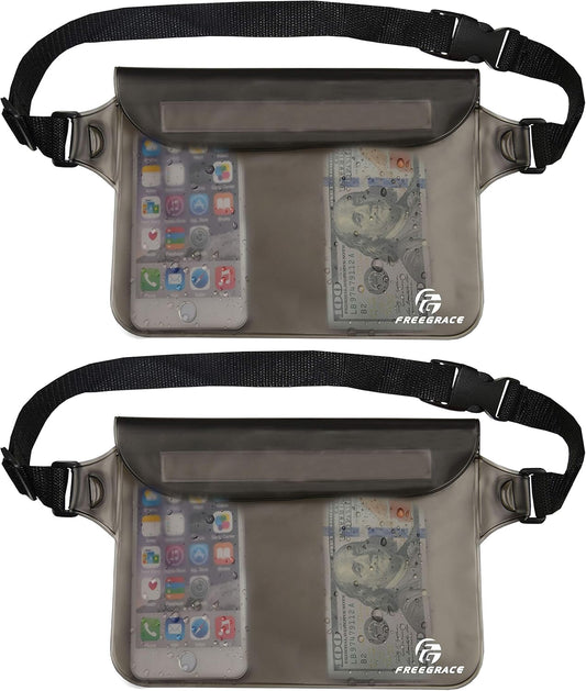 Freegrace Waterproof Pouches with Waist Strap / Pouch Case Bundle Set- Keep Your Phone & Valuables Dry and Safe - Waterproof Dry Bags for Boating Swimming Snorkeling Kayaking Beach Water Parks Pool