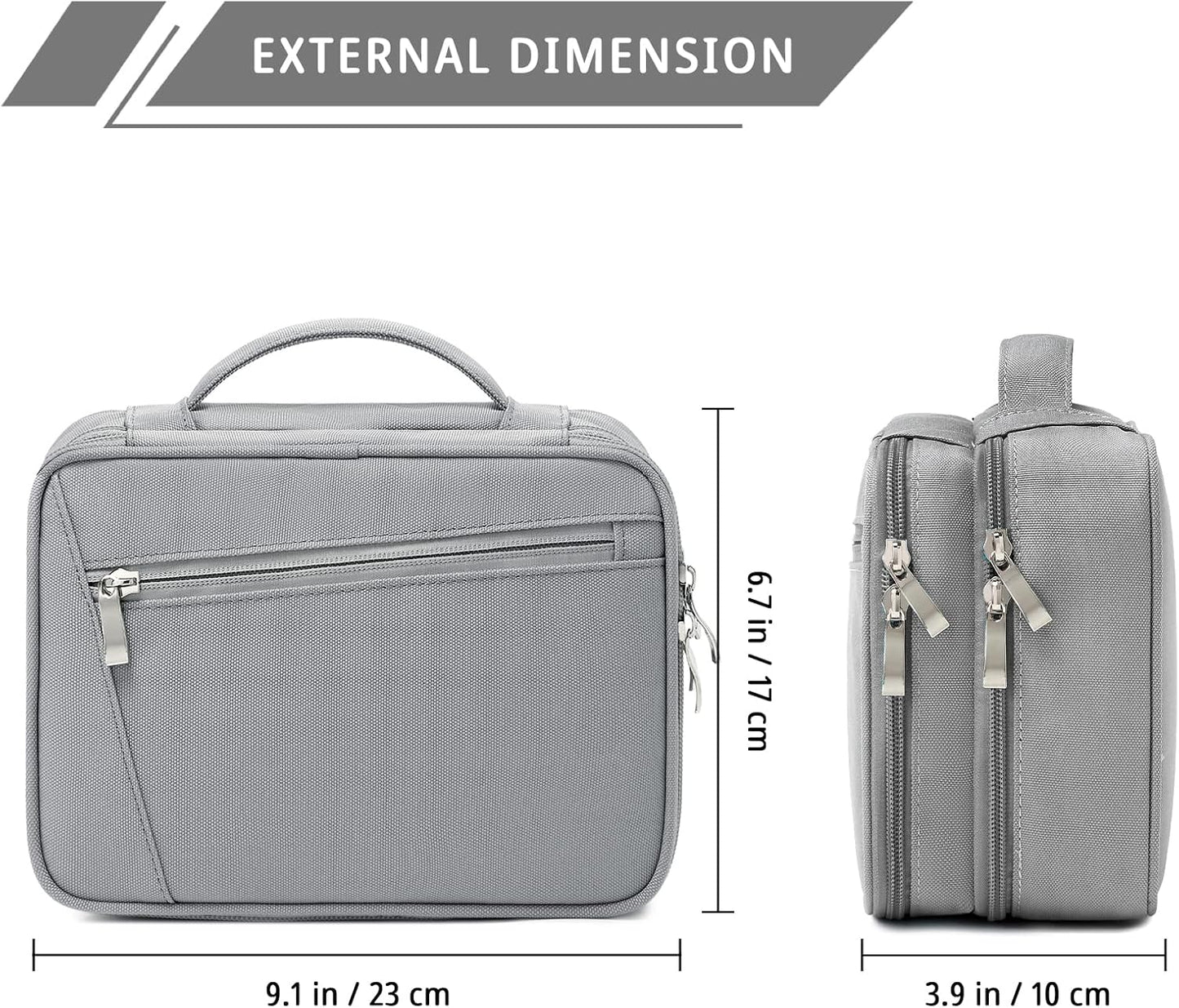 mygreen Electronics Travel Organizer, Watreproof Electronic Accessories Case Portable Double Layer Cable Storage Bag for Cord, Charger, Flash Drive, Phone, Ipad Mini, SD Card, Gifts for Him Grey