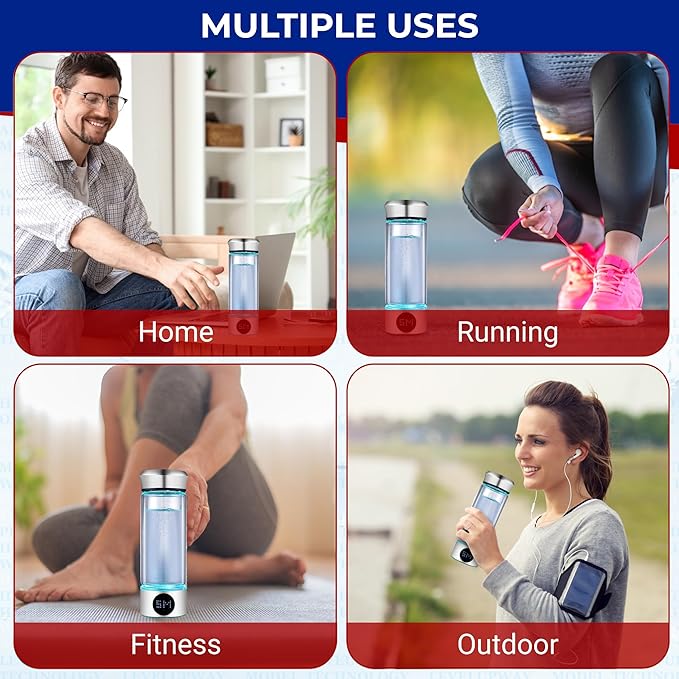 2026 New Hydrogen Generator Water Bottle SPE PEM Technology Water Ionizer (Classic, Silver - LED)