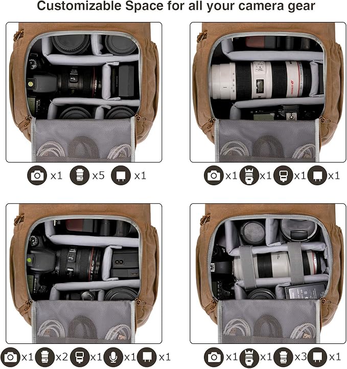 BAGSMART Camera Backpack, DSLR Camera Bag Backpacks for Photographers, Waterproof Anti-Theft Photography Backpack with 15 Inch Laptop Compartment, Khaki