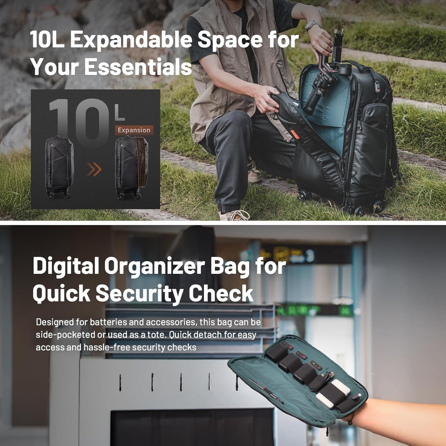 PGYTECH 2-in-1 Roller Camera Backpack, DSLR/SLR/Mirrorless Bag for Travel Photographers, Rolling Luggage with Tripod & Removable Modular & Rain Cover, Compatible with Canon, Nikon, Sony