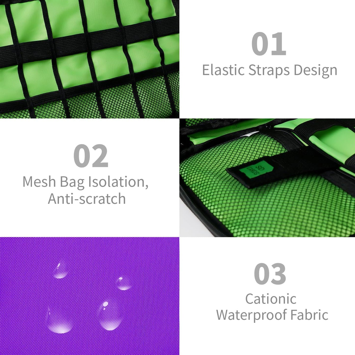 Electronics Travel Organizer,Portable Waterproof Electronic Travel Storage Bag for Small Charging Cord Storage,Charger,SD Card etc,for Travel,Business-Purple Green