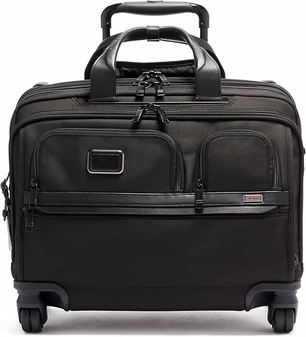 TUMI - Alpha Deluxe 4 Wheeled Laptop Case Brief - Laptop Bag with Wheels - Travel Briefcase with Expandable Design