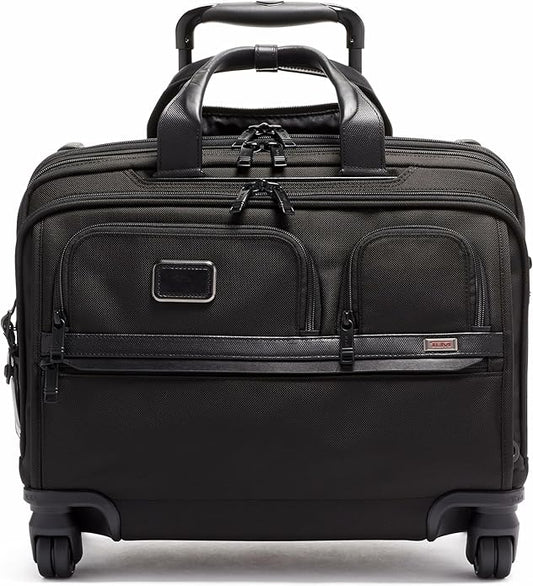 TUMI - Alpha Deluxe 4 Wheeled Laptop Case Brief - Laptop Bag with Wheels - Travel Briefcase with Expandable Design