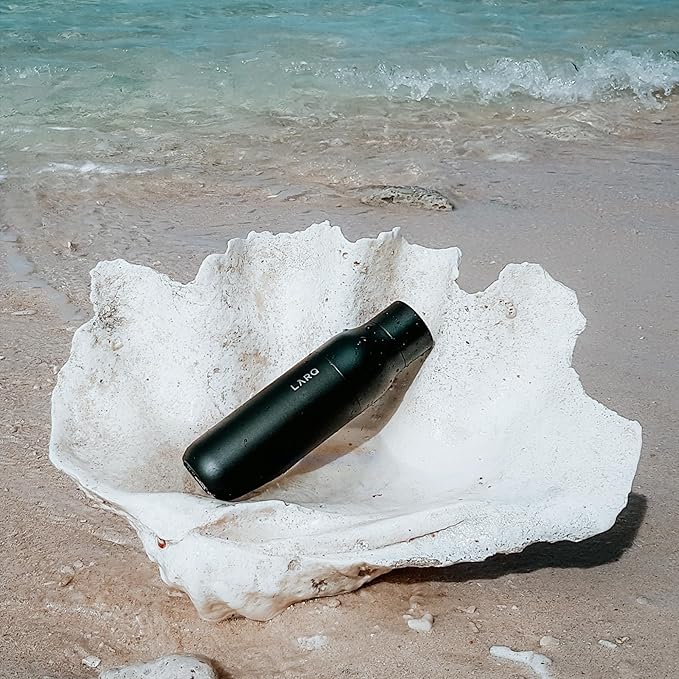 LARQ Bottle PureVis 17 oz - Self-Cleaning and Insulated Stainless Steel Water Bottle with UV Water Purifier and Award-winning Design | Reusable & Travel Friendly, Obsidian Black