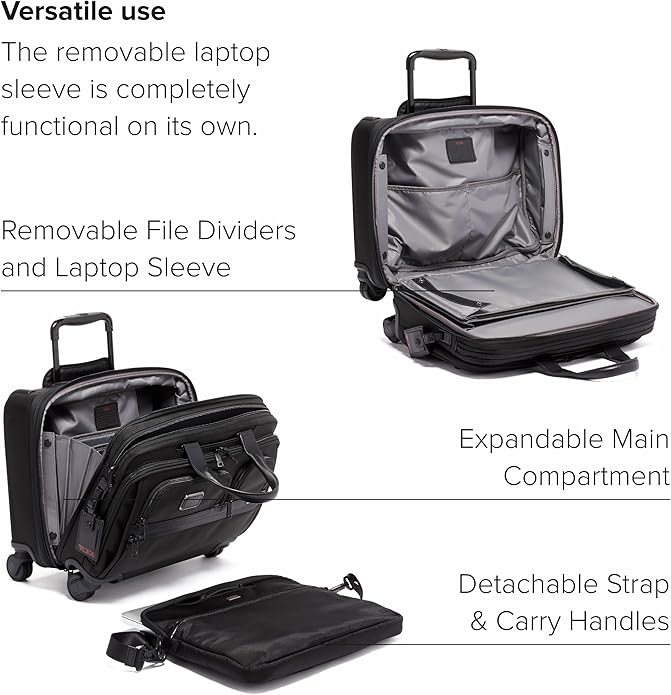 TUMI - Alpha Deluxe 4 Wheeled Laptop Case Brief - Laptop Bag with Wheels - Travel Briefcase with Expandable Design