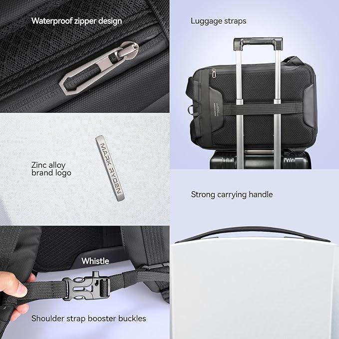 MARK RYDEN Laptop Backpack for Men, Hard Shell Anti-Theft Backpack with TSA Approved Lock and USB Charging Port, Business Backpack for Working, Commuting