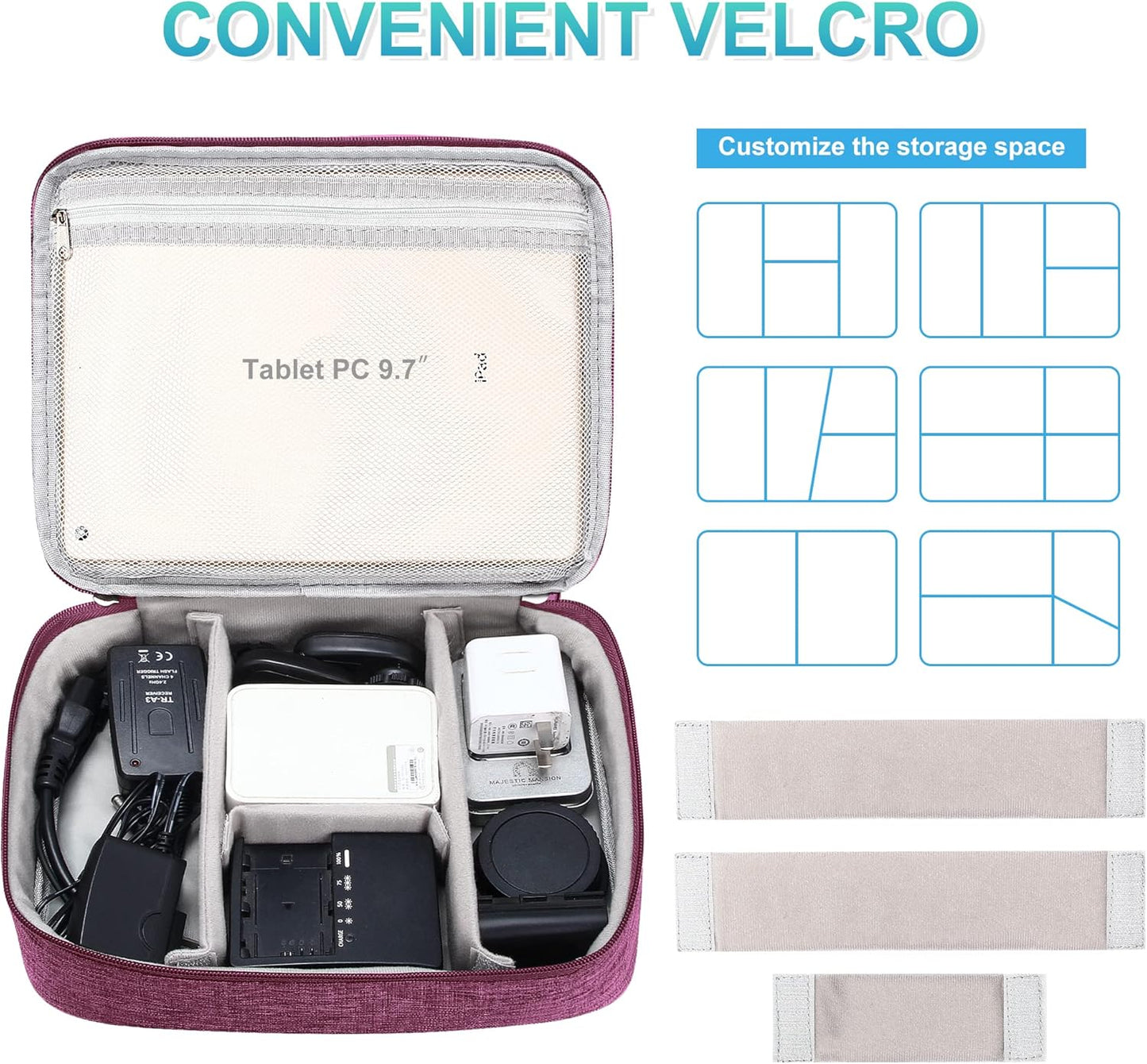 CILLA Electronics Organizer Travel, Travel Cord Organizer Case, Compact Electronics Accessories Bag for Cable, Cord, Charger, Phone