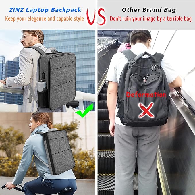 ZINZ Slim & Expandable Laptop Backpack 15 15.6 16 Inch Sleeve, Spill-Resistant Notebooks Bag Case for Most 14-16 Inch MacBooks Surface-Books Dell HP Lenovo Asus Computers,G01BK02