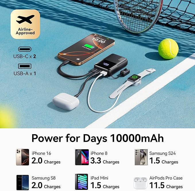INIU Mini Portable Charger, Small 45W PD Power Bank, 10000mAh USB C in&Out Fast Charging Pocket Size Battery Pack, Travel Essentials Powerbank for iPhone 17 16 15 14 Pro Air, Xiaomi, Samsung S24 etc