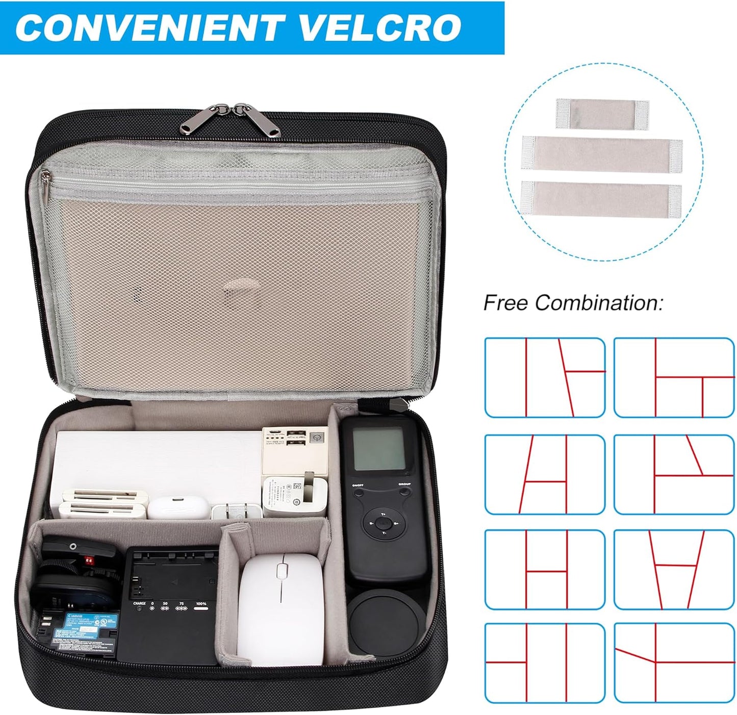 Electronic Organizer Travel Case, Travel Cord Organizer Case Portable Waterproof Cable Organizer Bag for Charger, Cord, USB, Power Bank, Earphone