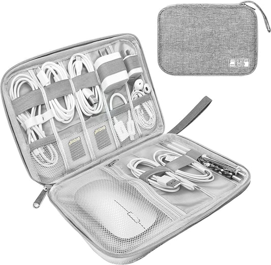 Electronics Organizer Travel Case,Electronic Accessories Storage Bag,Portable Waterproof Cable Organizer Bag,Travel Cord Organizer Bag for Small Charging Cord Storage,Cables,SD Card (Grey)