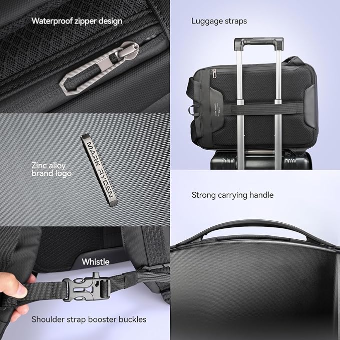 MARK RYDEN Laptop Backpack for Men, Hard Shell Anti-Theft Backpack with TSA Approved Lock and USB Charging Port, Business Backpack for Working, Commuting