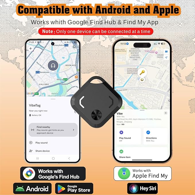 2026 New Android Air Tracker Tags-4 Pack for Both iOS & Android Phones, Dual System Bluetooth Tracker Compatible with Apple Find My (iOS) & Google Find Hub (Android) Device for Luggage, Keys, Backpack