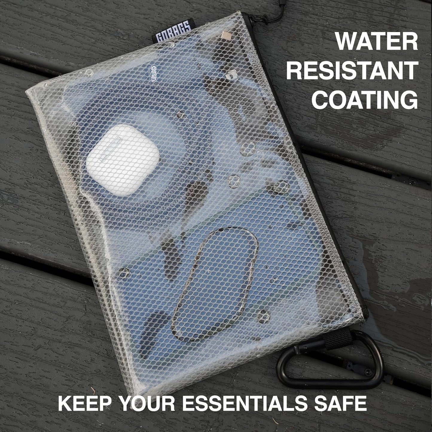 GOBAGS Air Production Multi‑Size Clear Zipper Pouch (4‑Pack) – Cable Organizer & Travel Gear Bag for Electronics, Camera Accessories, Tool Pouch & Small Tech Storage