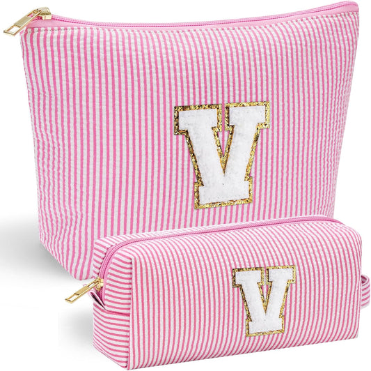 YOOLIFE Cute Gifts Travel Makeup Bag - Pink Travel Cosmetic Bag for Women Yoga, Picnic, Personalized Best Friend Birthday Gifts with Monogram