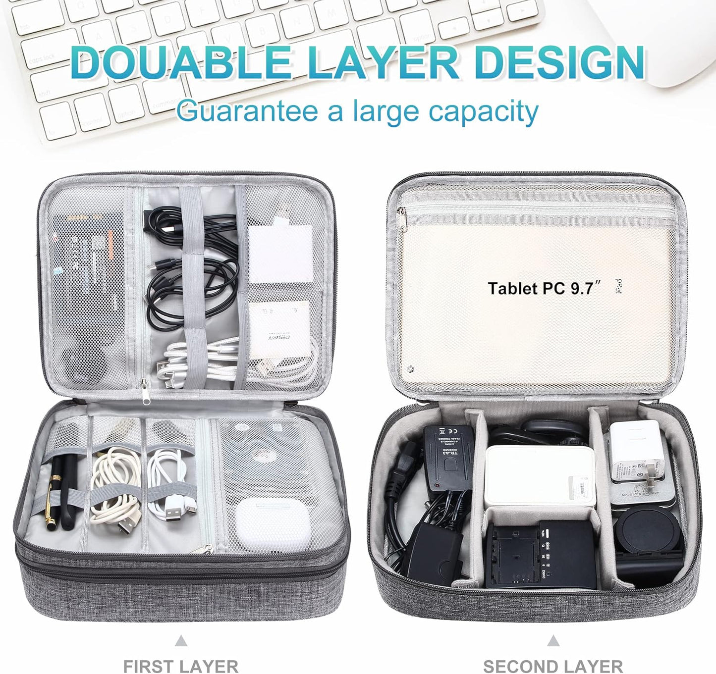 CILLA Electronics Organizer Travel, Travel Cord Organizer Case, Compact Electronics Accessories Bag for Cable, Cord, Charger, Phone