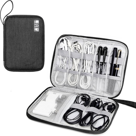 SELLYFELLY Travel Electronics Organizer Portable Cable Organizer Bag for Storage Electronic Accessories Case for Cord,Phone,Charger,Flash Drive (Black)