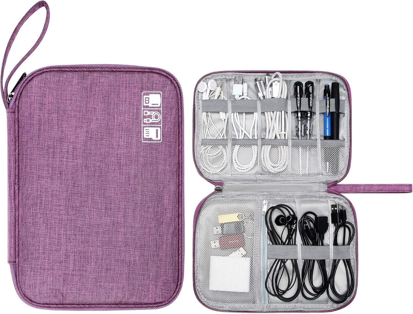 CILLA Travel Cord Organizer Case, Portable Waterproof Storage Bag for Charger, Cord, USB, Power Bank, Earphone, SD Card, Travel Essentials