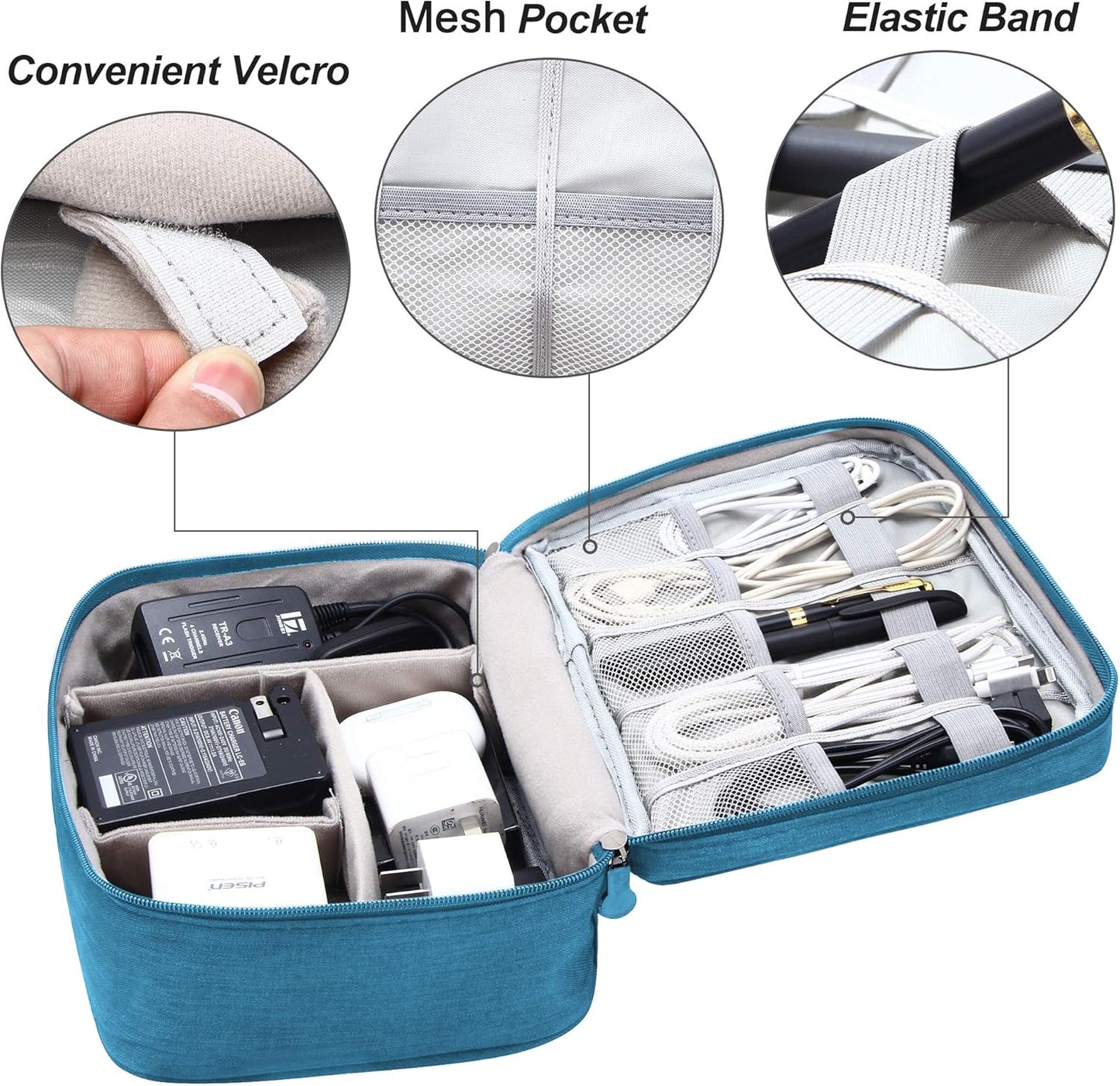 VOCUS Electronics Organizer Travel Cable Organizer Bag for Electronics Accessories, Portable Tech Carring Large Storage Case for Charger, Cord, Power Bank, Hardware
